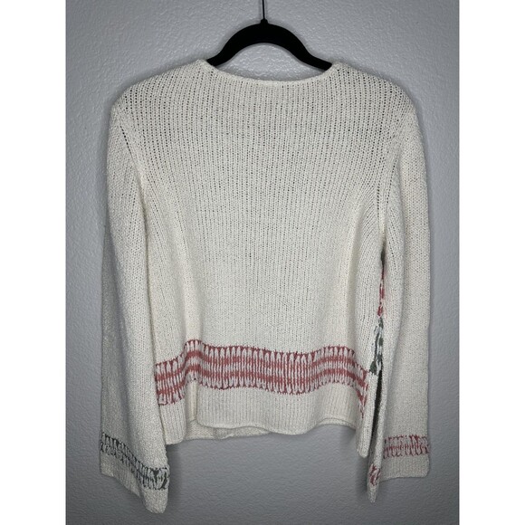 J. Jill Sweater Womens Medium Ivory Silk Blend Cardigan Single Button Striped - Picture 5 of 5